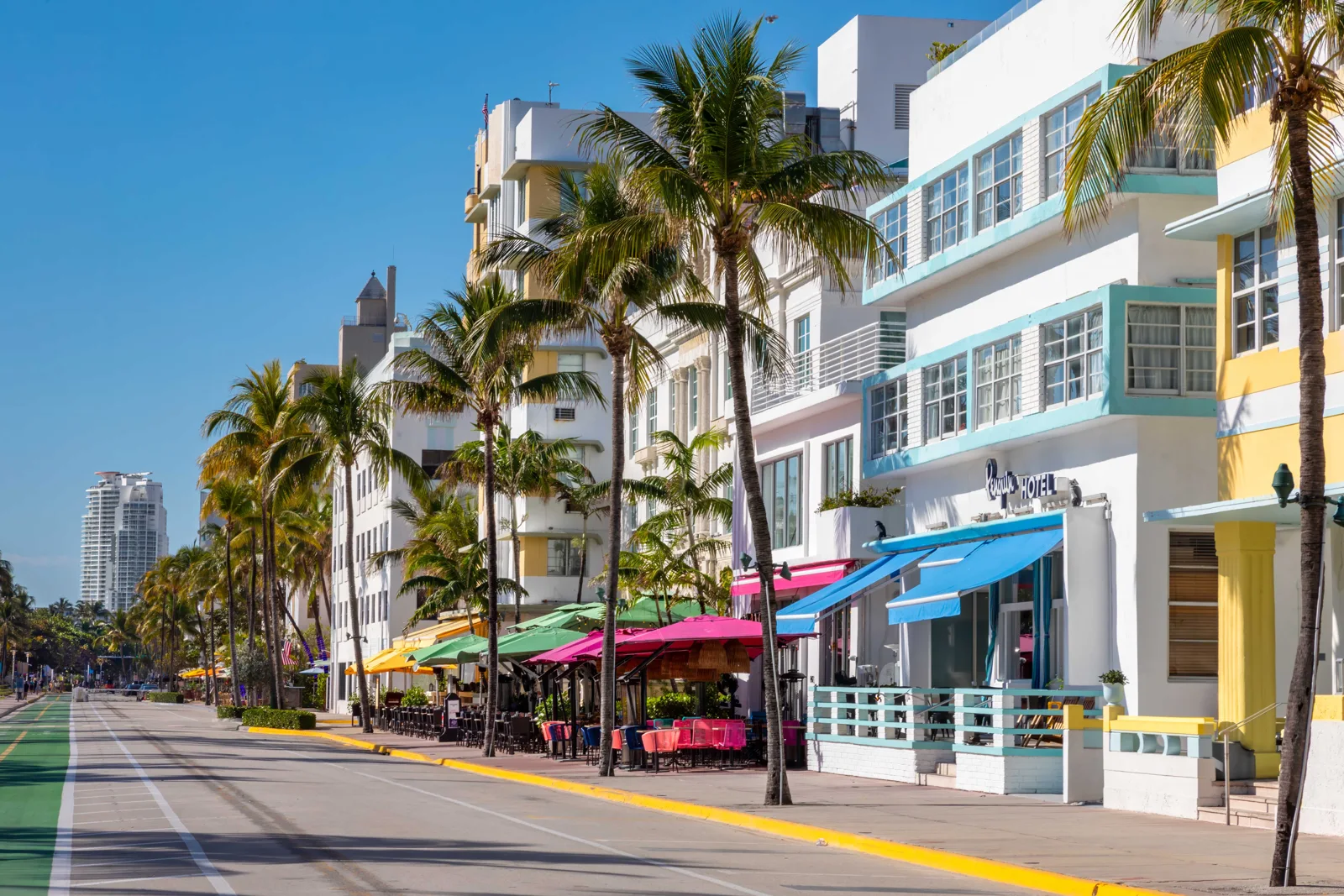 Art Deco façades along Ocean Drive in Miami Beach, Florida